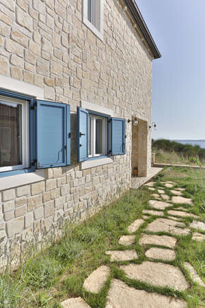 Exterior detail of mediterranean villa by the adriatic seaの写真素材