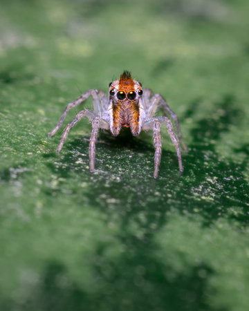 Tiny jumping spider on a leaf