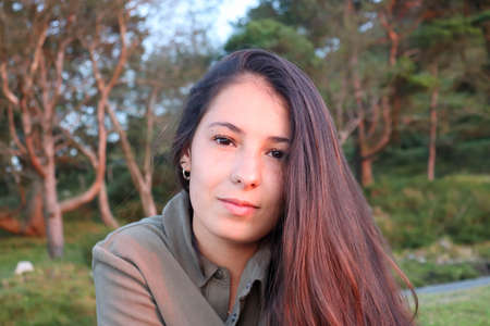 girl in natural light traveling in summerの写真素材