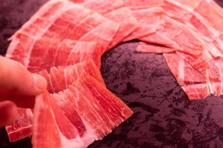 hand cut spanish iberico hamの写真素材