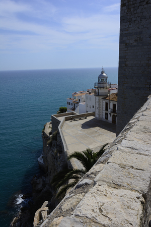 Castellon, Spain - September 4, 2016: Views of the lighthouse in the tourist village of PeÃ±iscola.のeditorial素材