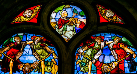 Interior of the gothic cathedral of Astorga, Leon, Spain.のeditorial素材