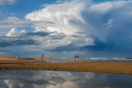 Storm in the beach of Gandia (Spain)のeditorial素材