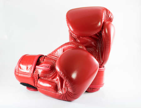 the red color boxing glovesの写真素材