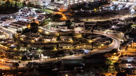 streets and lights of the city of Puerto Rico, Canary Islandの写真素材