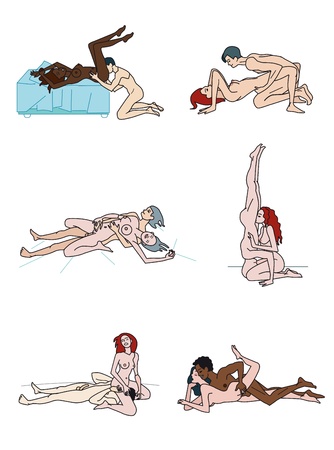 A collection of six pictures of different sexual positionsのイラスト素材