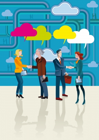 business people shaking hands. Business global network.のイラスト素材