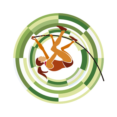 Pole Vault.  sports disciplines on a circular background.のイラスト素材