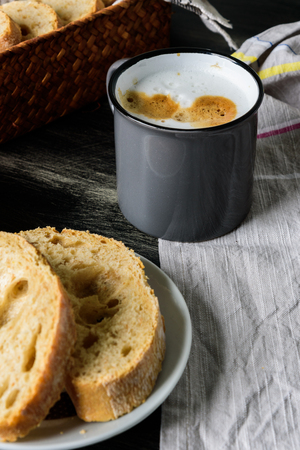 Breakfast with coffee toast and jamの写真素材
