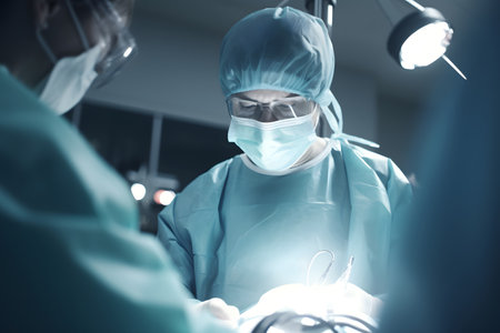 Surgeons performing an operation in the operating roomの素材