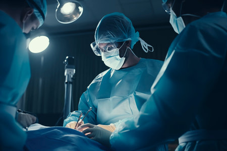 Surgeons performing an operation in the operating roomの素材