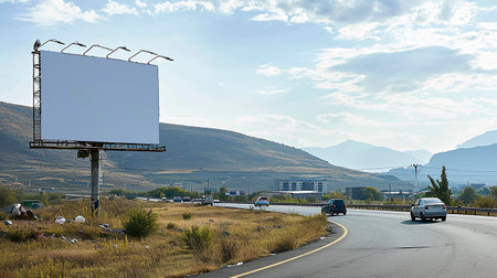 Blank advertising billboard on the roadの素材