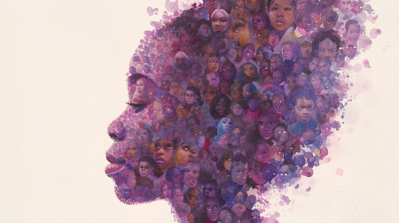 Face of a woman made of other women's faces. International women's day-の素材