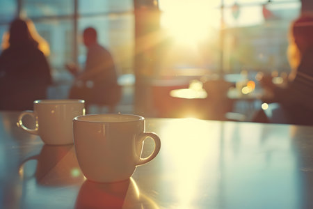 Coffee cups in an office with an important meetingの素材