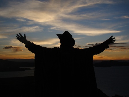 Praying to the sunの写真素材