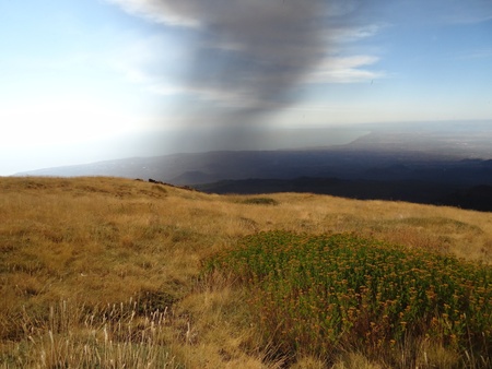 Ash cloude from Volcano Etna (Sicily/Italy) direction Catania Airport.の写真素材