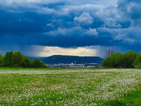 Dark clouds interrupt our beautiful trip.の写真素材