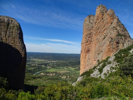 The Los Mallos near Riglos in Spain are a manageable small mountainous area in Spain, which is worth the visit not only because of the vultures.の写真素材