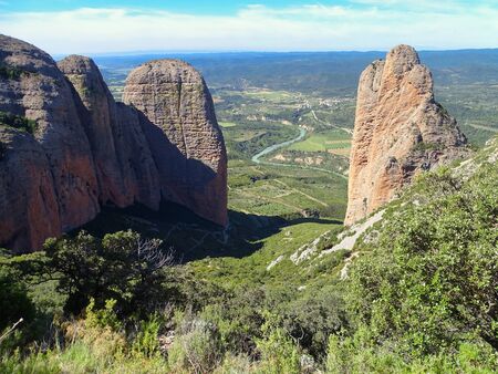 The Los Mallos near Riglos in Spain are a manageable small mountainous area in Spain, which is worth the visit not only because of the vultures.の写真素材