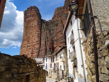 The Los Mallos near Riglos in Spain are a manageable small mountainous area in Spain, which is worth the visit not only because of the vultures.の写真素材