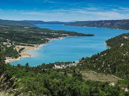 Yes, the Lac de Sainte Croix in the French Provence is really so blue. A recreational area and starting point in the nearby Alps.の写真素材