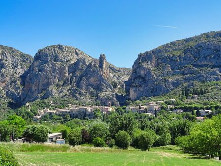 Moustiers Satine Marie is a touristically important picturesque place in the French Provence, which reminds of old times.の写真素材