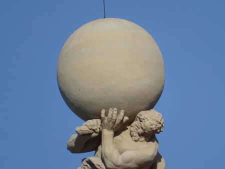 Hercules carries the globe out of his shoulders (Wallpavillon in Dresden Zwinger - Saxony / Germany)の写真素材