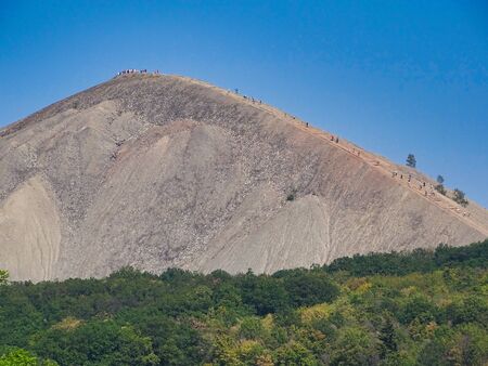 Once a year you can climb to this mining dump close to Sangerhausen / German.の写真素材