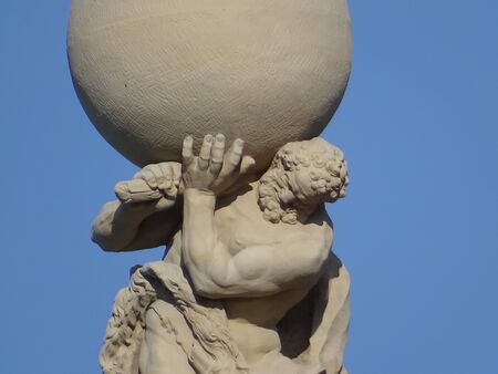 Hercules carries the globe out of his shoulders (Wallpavillon in Dresden Zwinger - Saxony / Germany)の写真素材