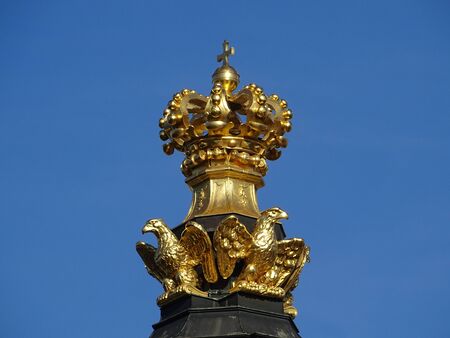The crown on the top of the Crown Gate of the Dresden Zwinger (Saxony / Germany)の写真素材