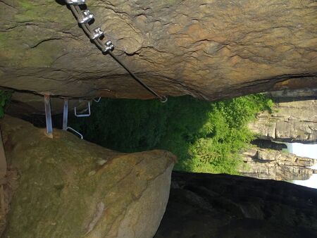 Public climbing path in the beautiful sandstone world.の写真素材