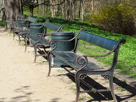 Line of Benches in Copenhagenの写真素材