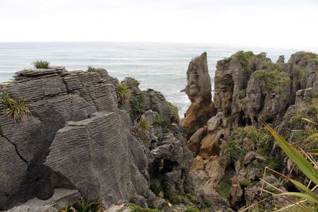 Pancake Rocks a rock formation in Paparoa National Park, South Island, New Zealandの写真素材