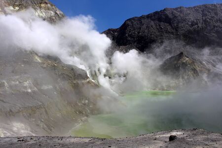 Crater Lake of the White Island volcano, New Zealandの写真素材