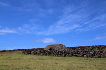 Pangau house Easter Island, Rapa Nui, Chile, South Americaの写真素材