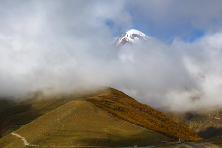 Mount Kazbek in the Caucasus, Georgia