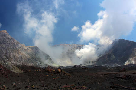 In the Caldera of the White Island volcano, Bay of Plenty, New Zealandの写真素材