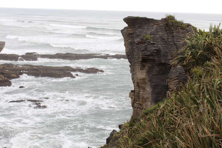 Pancake Rocks in Paparoa National Park, South Island, New Zealandの写真素材