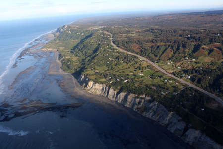 Alaska's coastline on Cook Inlet photographed from an airplaneの写真素材