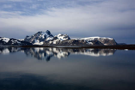 Mountain landscape on the coast of Hornsund Svalbard, Norwayの写真素材