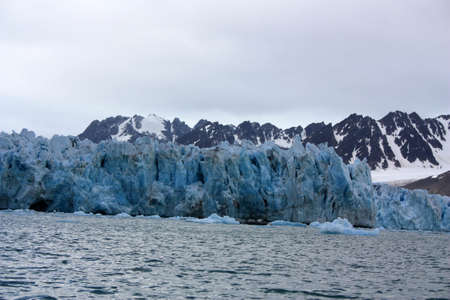 Monacobreen glacier on the island of Spitsbergen, Svalbardの写真素材