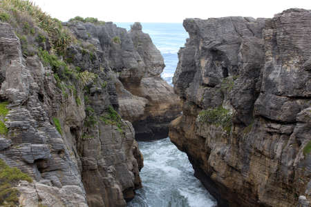 Pancake Rocks a rock formation in Paparoa National Park, South Island, New Zealandの写真素材