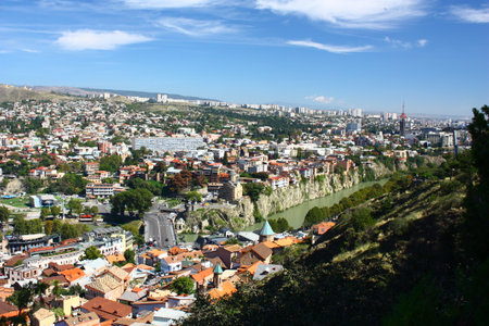 Panoramic view of Tbilisi, the capital of Georgiaの写真素材