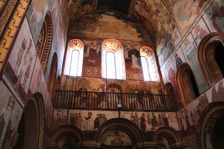 Frescoes in the cathedral Gelati monastery complex in Georgia