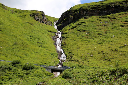 Waterfall on the Grossglockner High Alpine Road, Austriaの写真素材