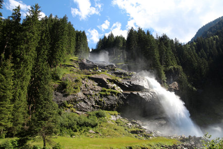 Krimml waterfalls in Austria, Alpsの写真素材