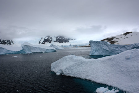 Iceberg in the bay on the Danco Coast in  Antarcticaの写真素材