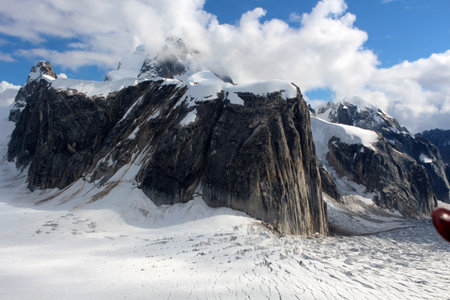 Denali National Park, Alaska photographed from an airplaneの写真素材