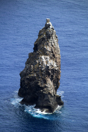 Motu Kau Kau rock needle Easter Island, Chile, South Americaの写真素材