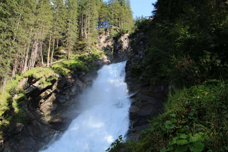 Krimml waterfalls are the highest waterfall in Austria. The waterfalls are located in the Salzburg Hochtauern National Park.の写真素材